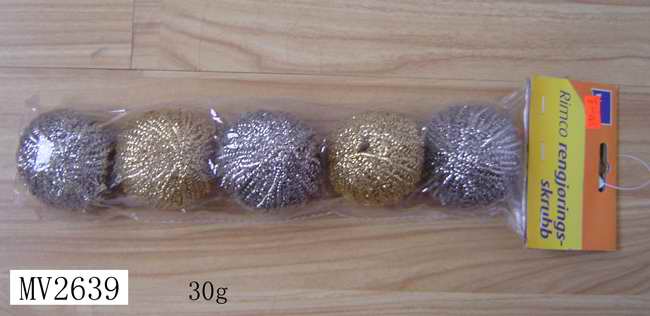 3Pcs S/S Scourer & 2Pcs Copper Scourer In Pvc Bag