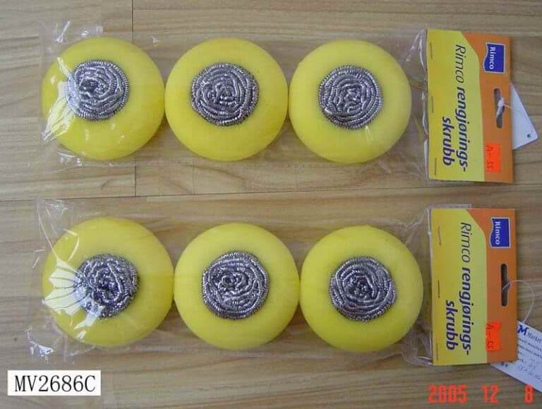 3Pcs Cleaning Sponge Scourer In Polybag Bag W/Hang Card