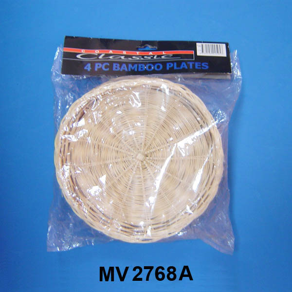 MV2768A 4Pcs 10" Bbq Bamboo Plate Holder