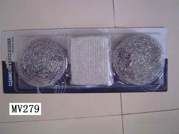 Cleanin Pad & 2Pcs Scourer Sliver & Gloden Clr