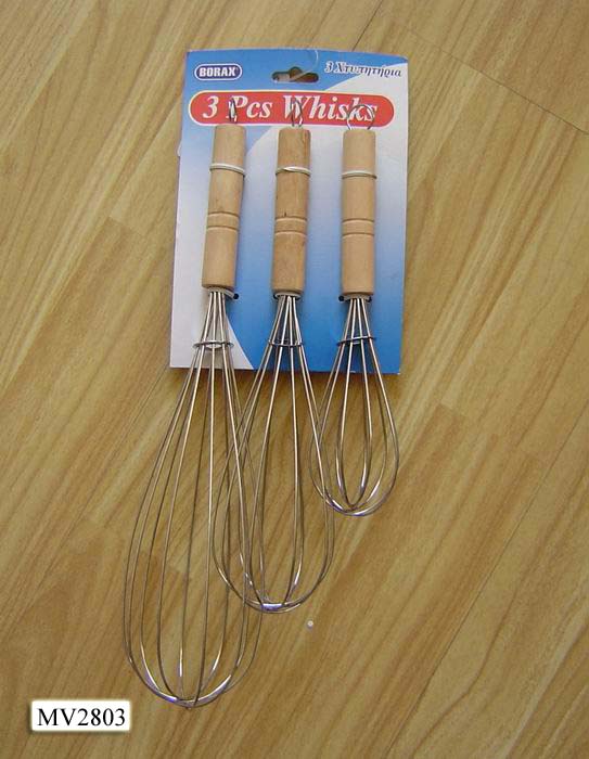 MV2803 3Pcs Egg Beater Wooden Handle