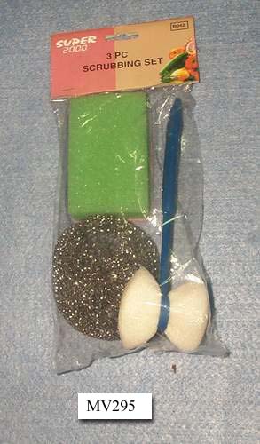3Pcs Cleaning Scourer In Pvc Bag W/Hang Card