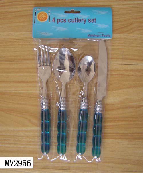 MV2956 4Pcs Cutlery Set In Pvc Bag W/Hang Card