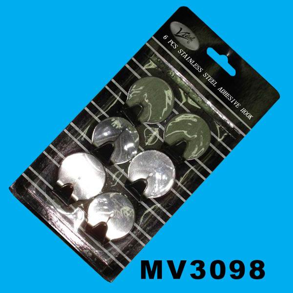 MV3098 6Pcs S/S Adhesive Hook