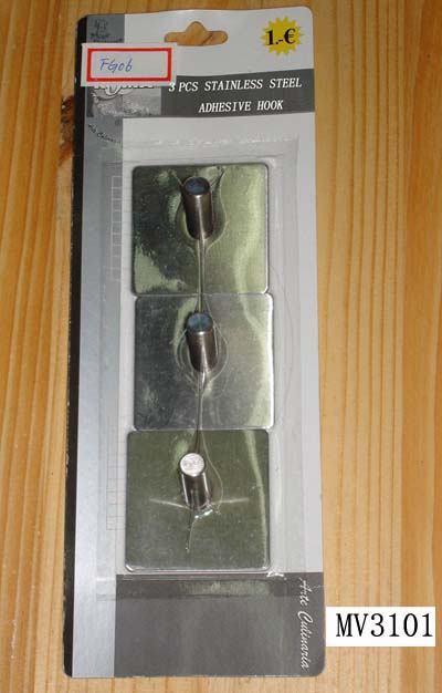 MV3101 3Pcs S/S Adhesive Hook