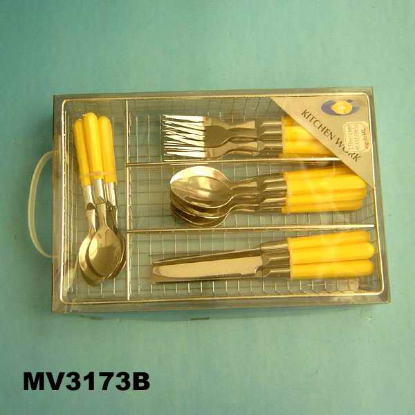 MV3173B 24Pcs S/S Cutlery Set + Metal Holder In Pvc Box