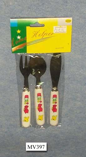 MV397 3Pcs Kid Cutlery Set In Pvc Bag W/Hang Card