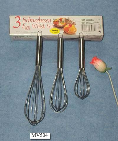 MV504 3Pcs S/S Egg Beater In Colour Box