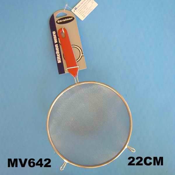 MV642 22Cm.Metal Strainer W.Handle Tag Card