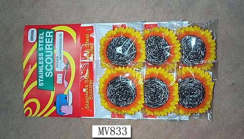 6Pcs S/S Scourer In Pvc Bag W/Hang Card