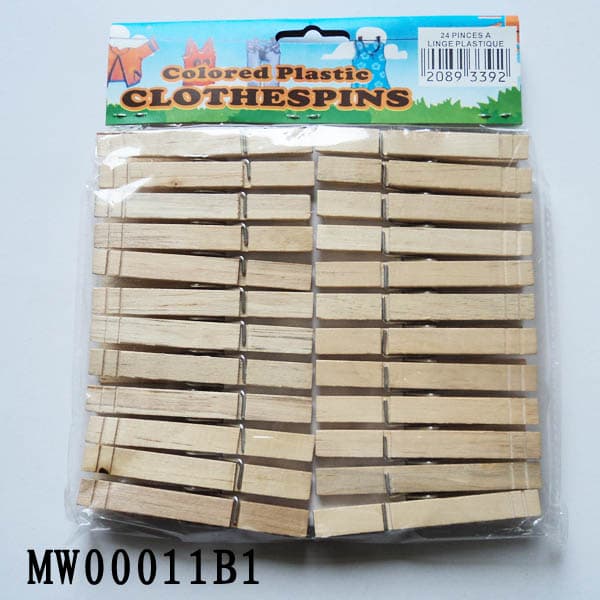 24Pcs Wooden Clothes Pegs Shrink