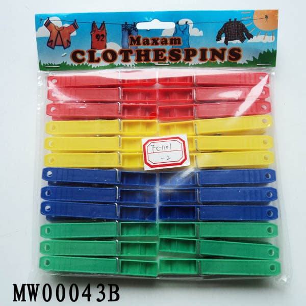 MW00043B 24Pcs Plastic Clothes Pegs W/Pe Shrink