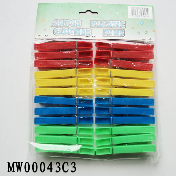 MW00043C3 24Pcs Plastic Clothes Pegs W/Pe Shrink