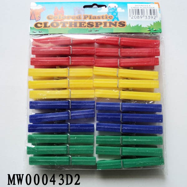 MW00043D2 24Pcs Plastic Clothes Pegs W/Pe Shrink