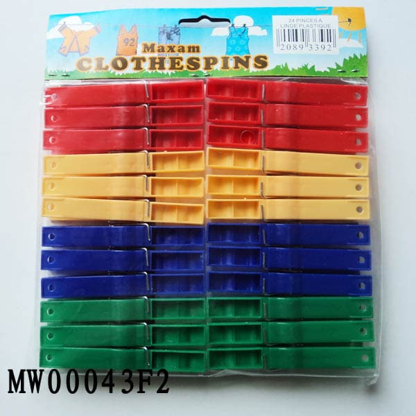 24Pcs Plastic Clothes Pegs W/Pe Shrink