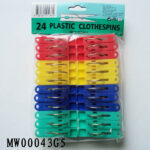 24Pcs Plastic Clothes Pegs W/Pe Shrink