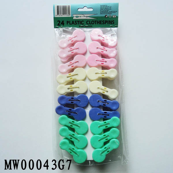MW00043G7 20Pcs Plastic Clothes Pegs W/Poly Bag+Head Card