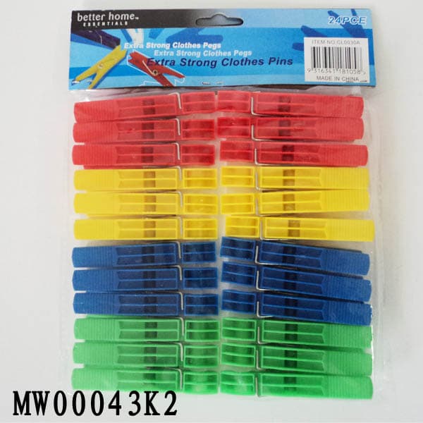 24Pcs Plastic Clothes Pegs W/Pe Shrink