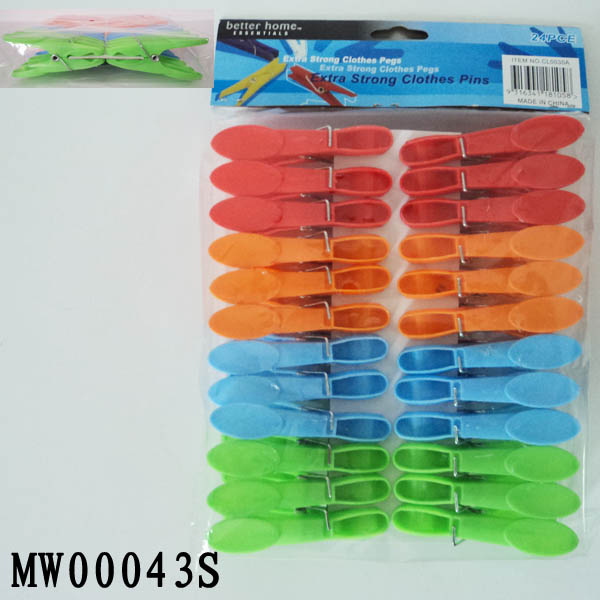 24Pcs Plastic Clothes Pegs W/0Pp+Head Card