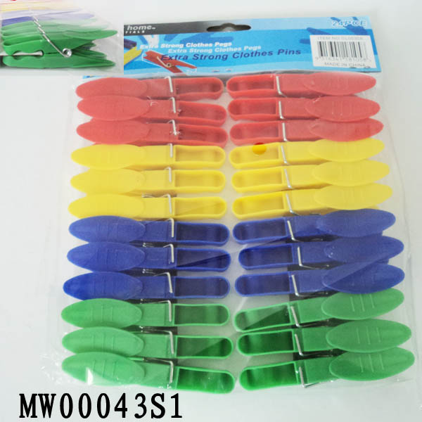 24Pcs Plastic Clothes Pegs W/0Pp+Head Card