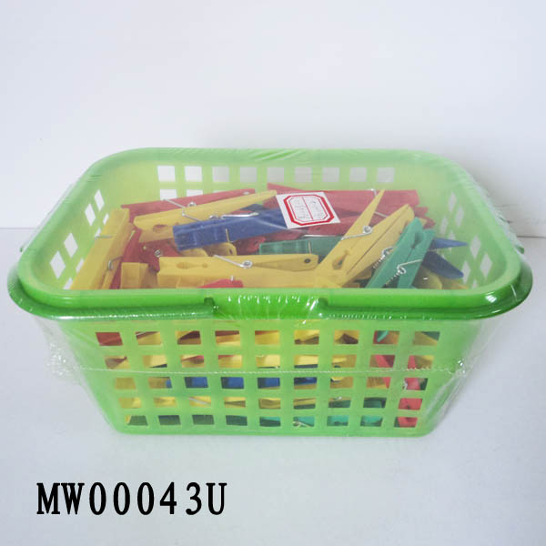 MW00043U 60Pcs Plastic Clothes Pegs W/Basket