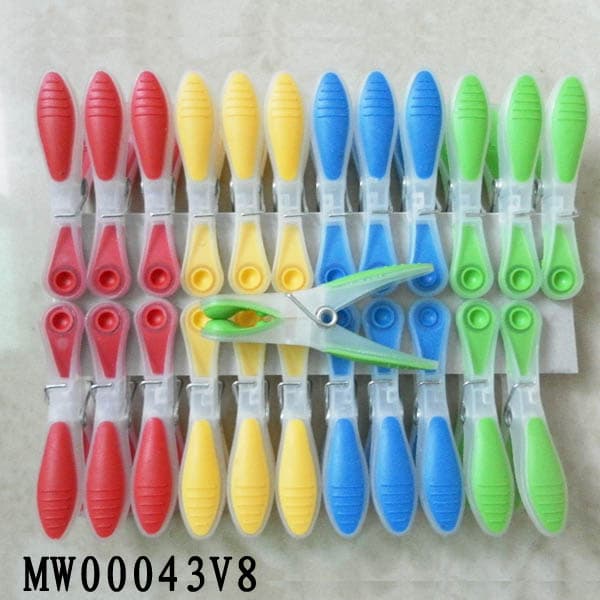 12Pcs Plastic Clothes Pegs W/0Pp+Head Card