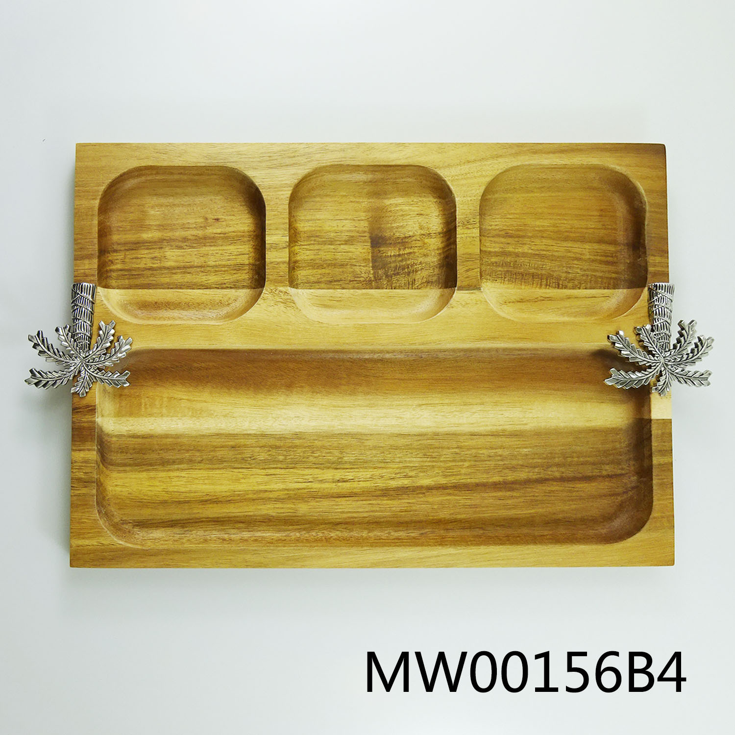 MW00156B4 Acacia Wooden Plate For Chips And Sauce( Fonduce)