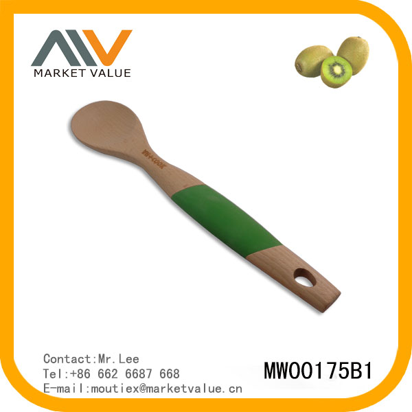 MW00175B1 All Wooden Salad Spoon With Skidproof Handle