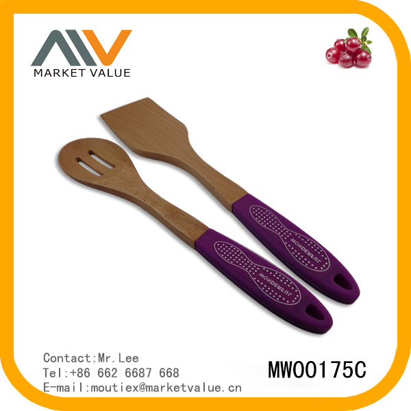 2Pcs Wooden Kitchen Tools With Silicone Case