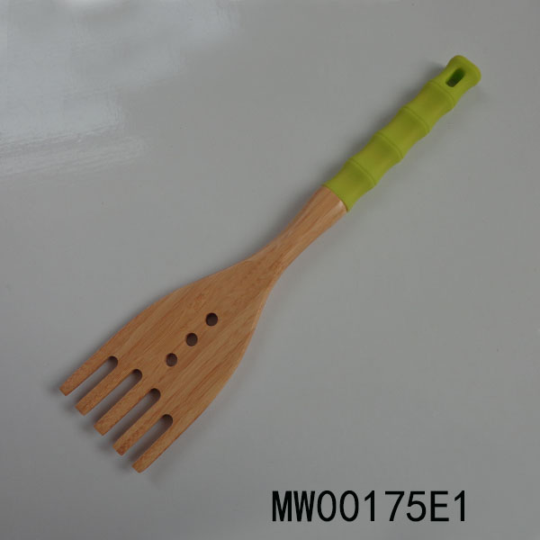 MW00175E1 12.5"Silicone Non-Slip Handle Slot Bamboo Spade
