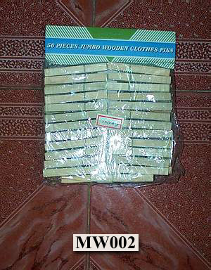 MW002 50Pcs.Wood Cloth Pegs W.Pvs Bag