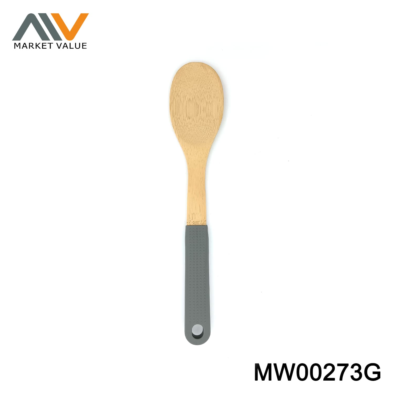 MW00273G Bamboo Solid Spoon Silicone Handle TAG