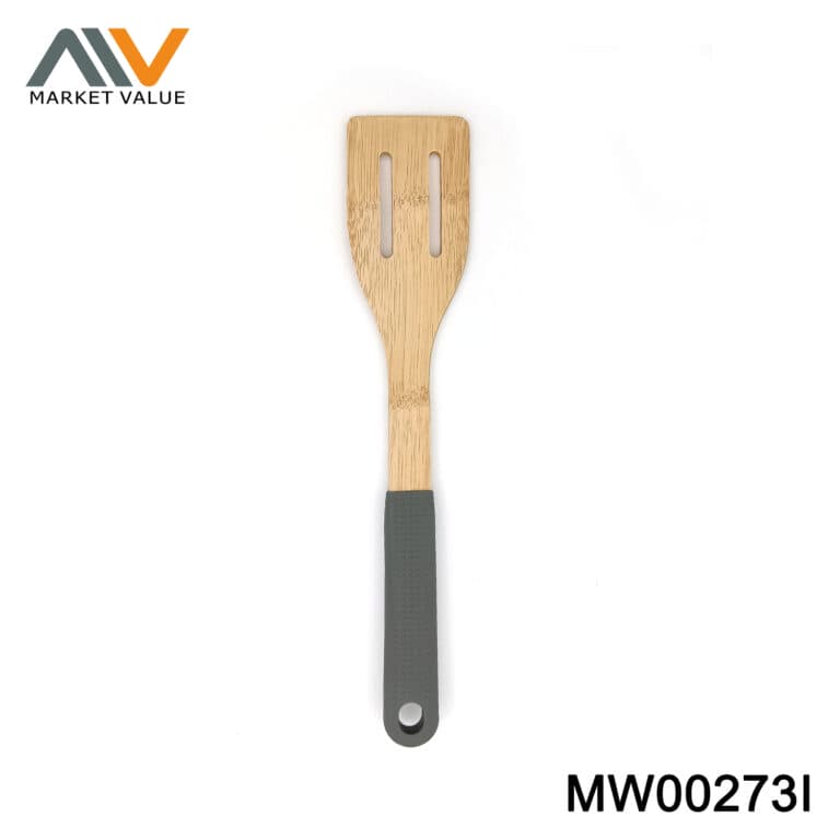 Bamboo Slotted Turner Silicone Handle TAG