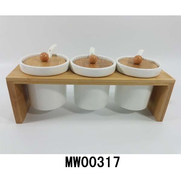 MW00317 3Pcs Cruet + Stand In Colour Box