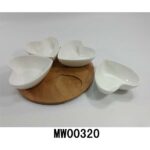 Ceramic Dessert Plate+ Bamboo Stand In Colour Box