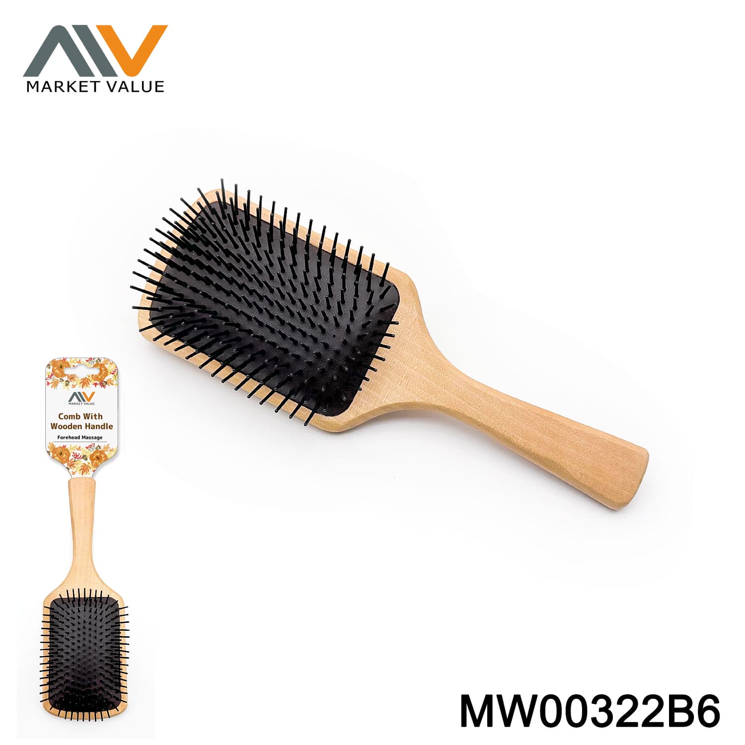 MW00322B6 Massage Comb With Wooden Handle