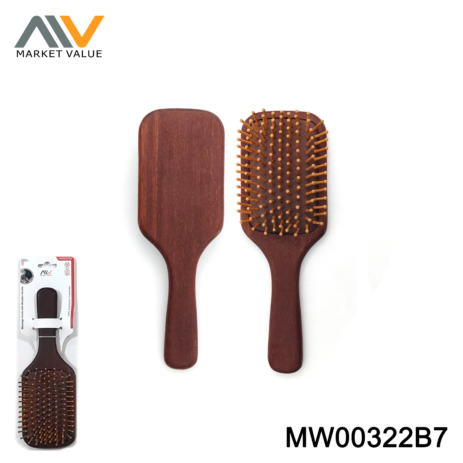 MW00322B7 Massage Comb with Wooden Handle