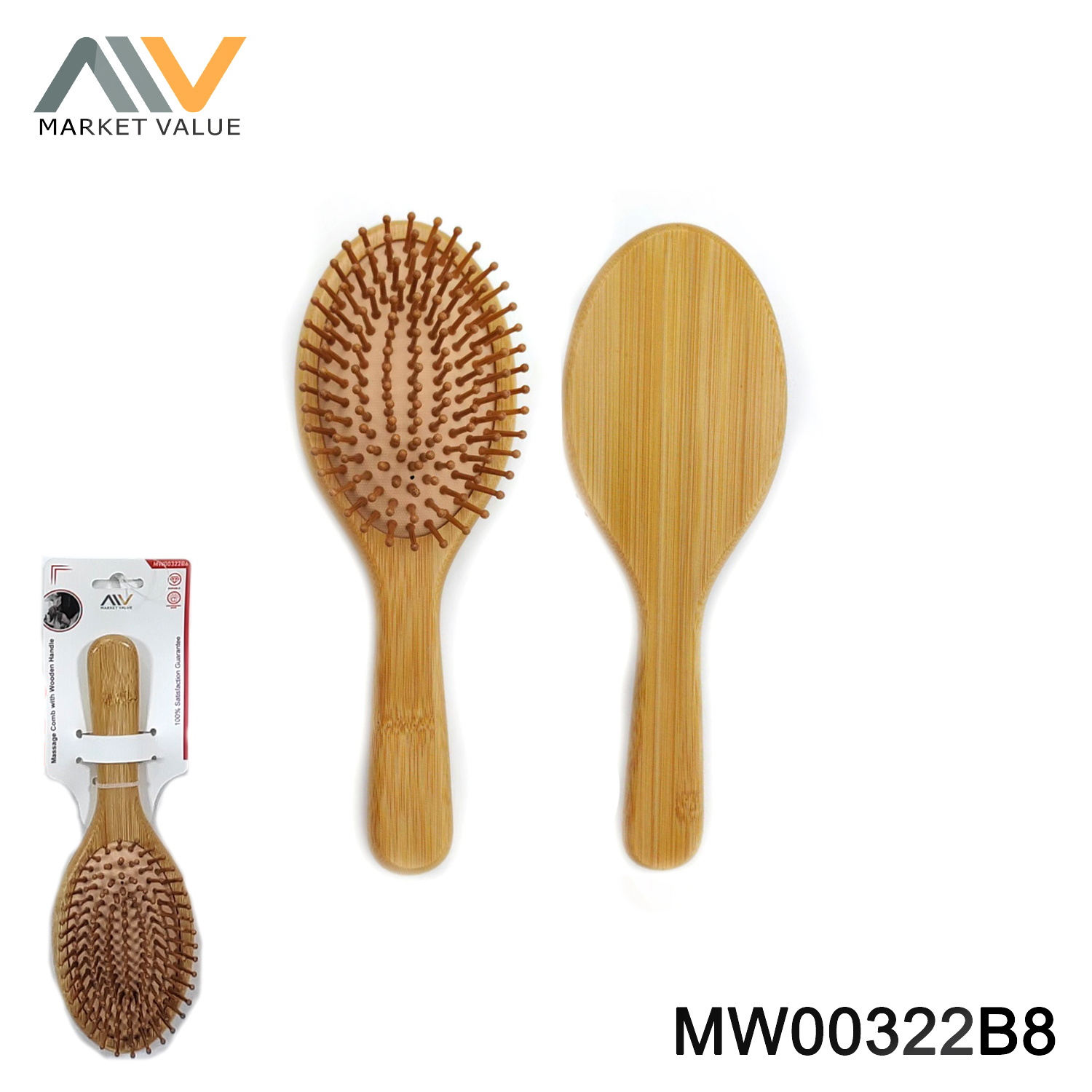 MW00322B8 Massage Comb with Wooden Handle