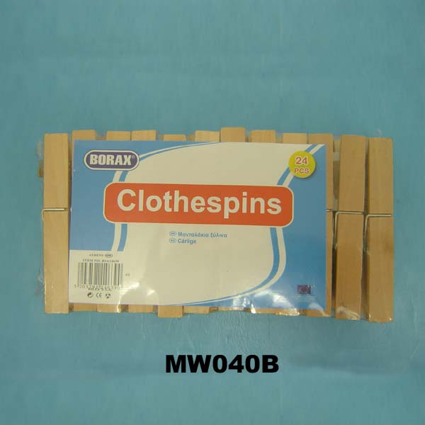 MW040B 24Pcs Wooden Jumbo Cloth Pegs