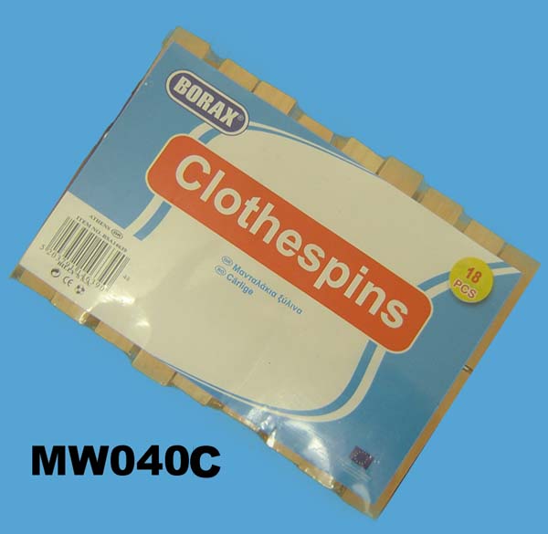 MW040C 18Pcs Wooden Clothespins S/P