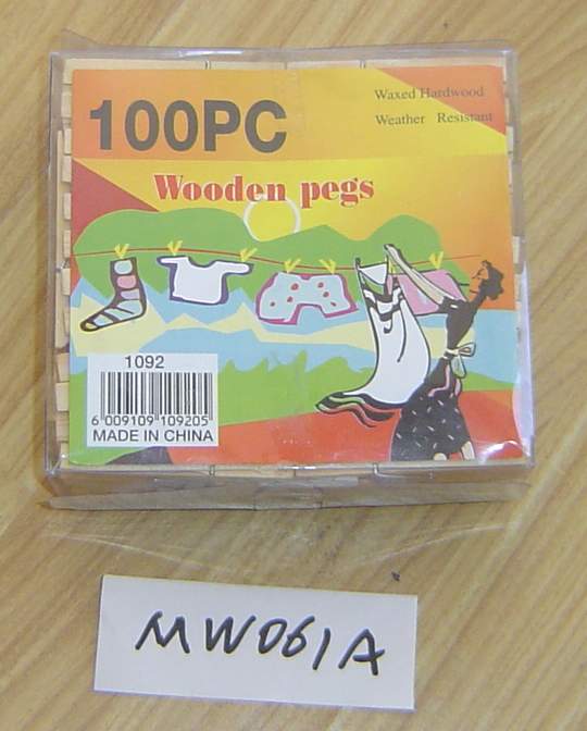 MW061A 100Pcs Pine Wooden Pegs In Pvc Box