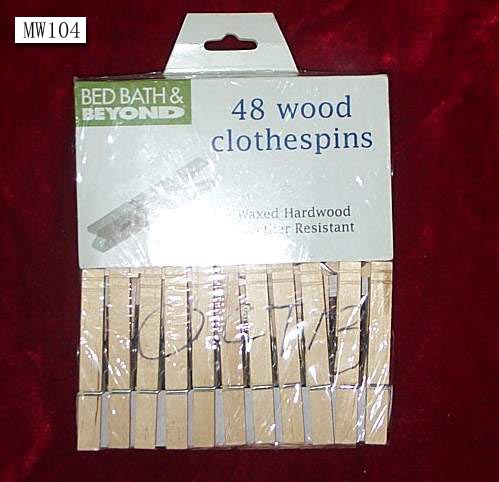 MW104 48 Pc Wood Cothes-Pins Shrink-Wrap