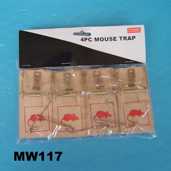 MW117 Wooden 4Pcs Small Mouse Trap Pvc Bag Pbh