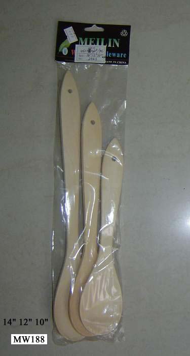 MW188 3Pcs Wooden Spoon In Pvc Bag W/Hang Card 14" 12" 10"
