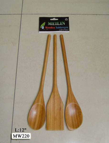 MW220 0510 12" 3Pcs Bamboo Kitchen Tool W/Hang Card