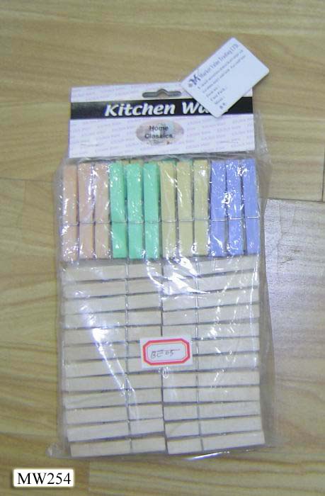 MW254 24Pcs Plastic Clothes Pegs +50Pcs Wooden Clothes Pegs