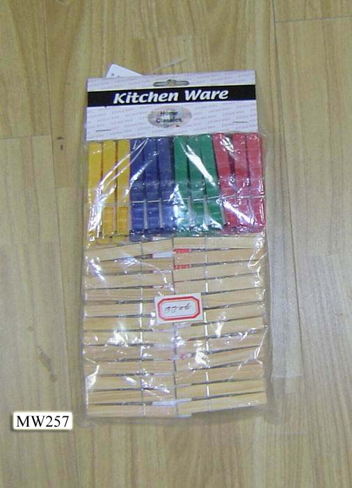 MW257 24Pcs Plastic Clothes Pegs+50Pcs Wooden Clothes Pegs
