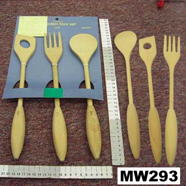 3Pcs Kitchen Tools W/ Wooden Handle T/C