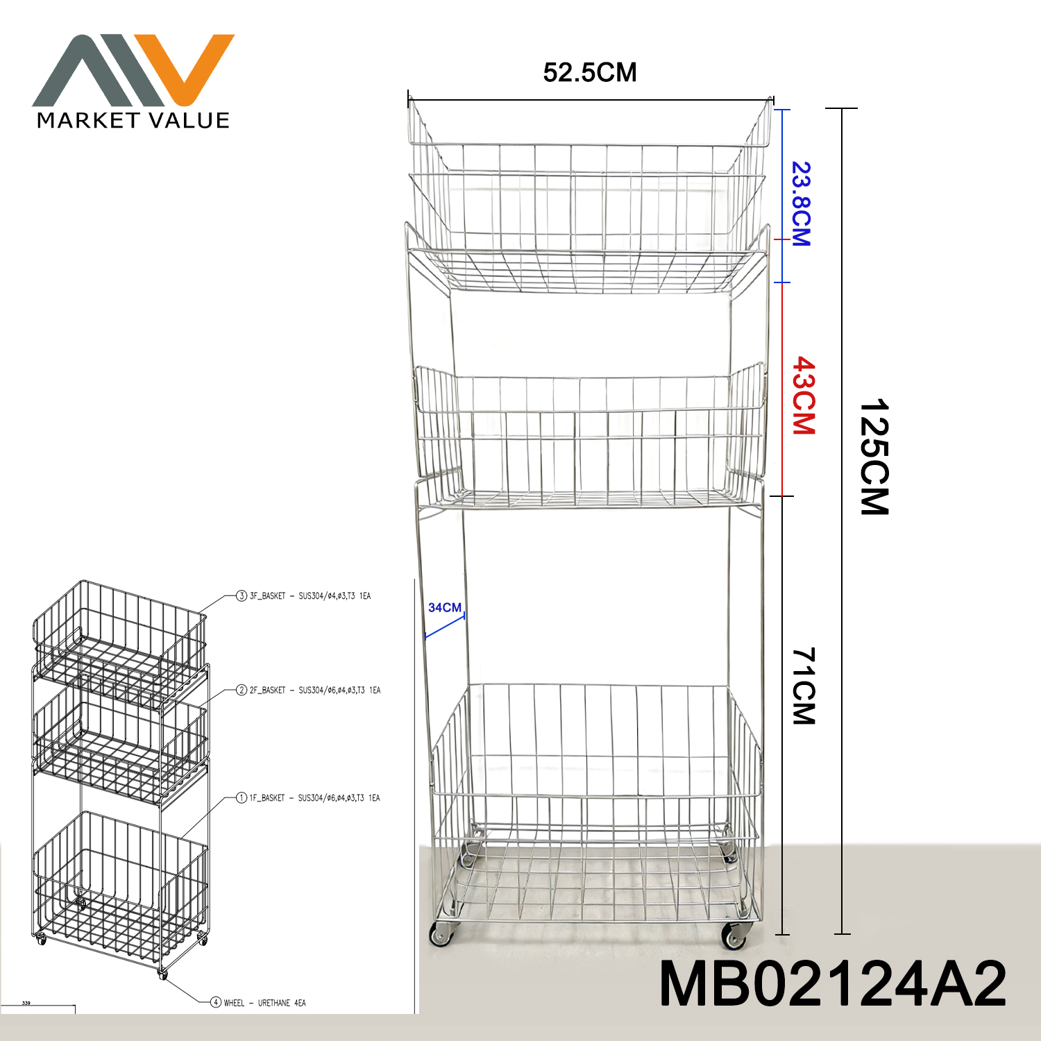 304 ss Organizment Tower RACK with wheel in box