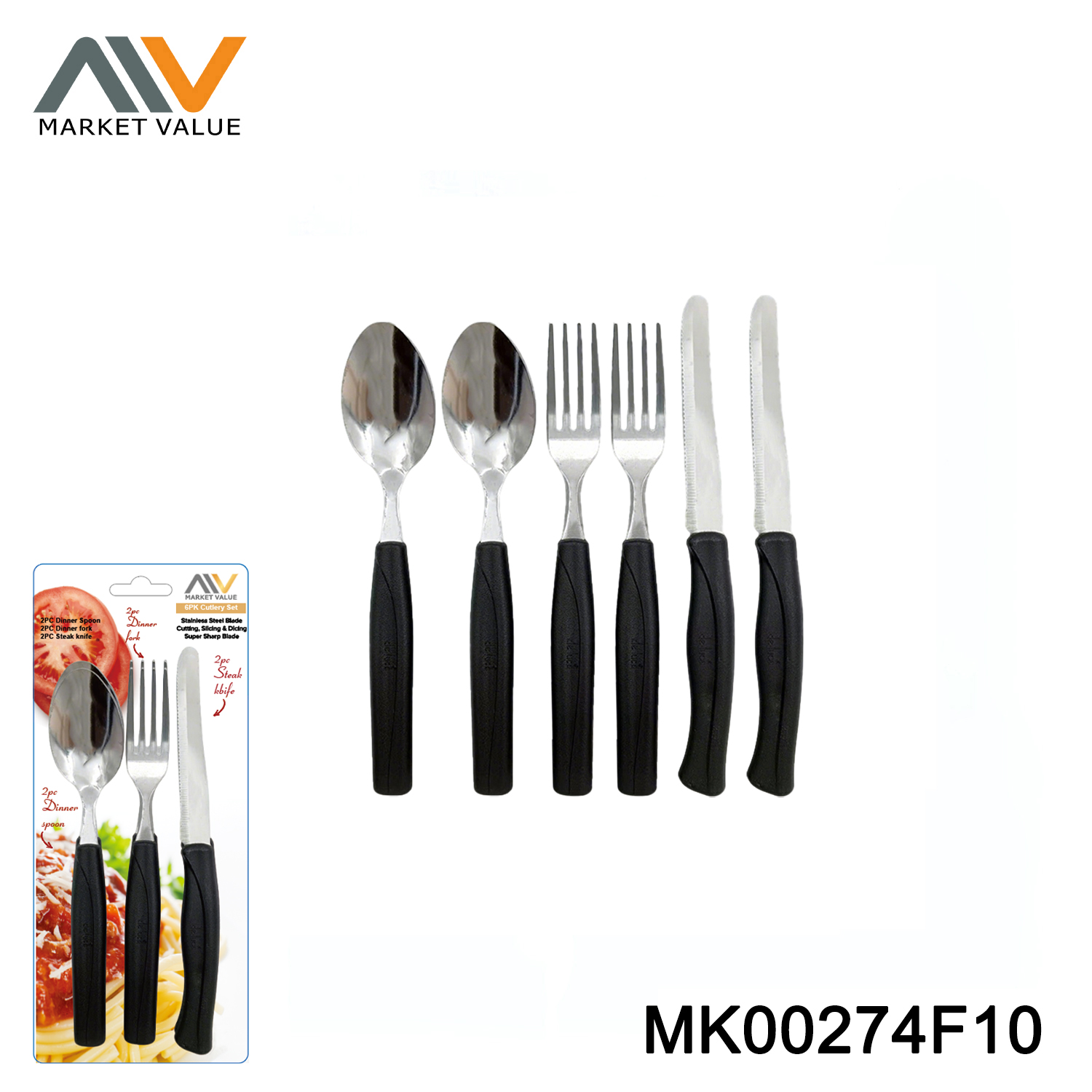 6PK SS Cutlery set PP Injection Handle